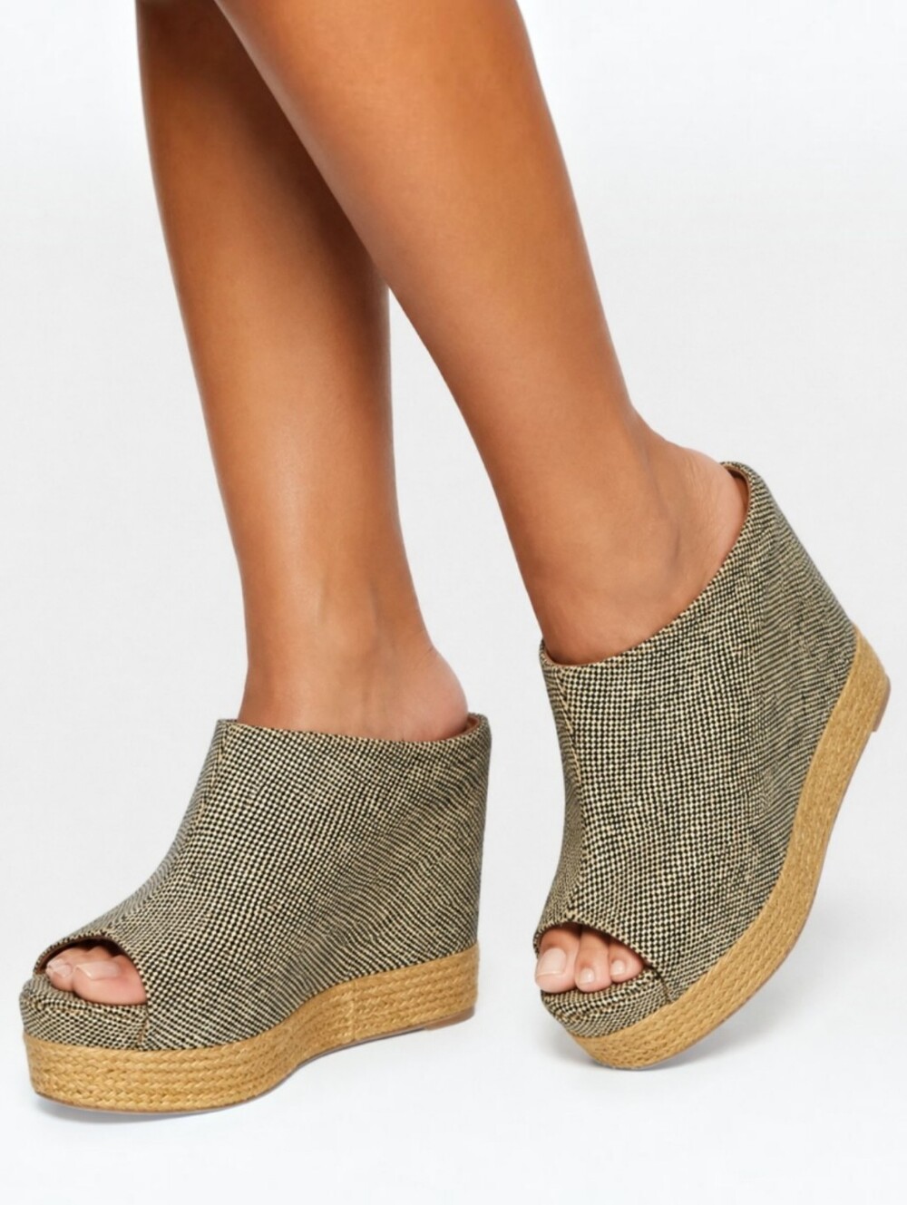 Vintage Jeffrey Campbell Havana Last Woven Jute Peep Toe Platform Wedge 10M Boho